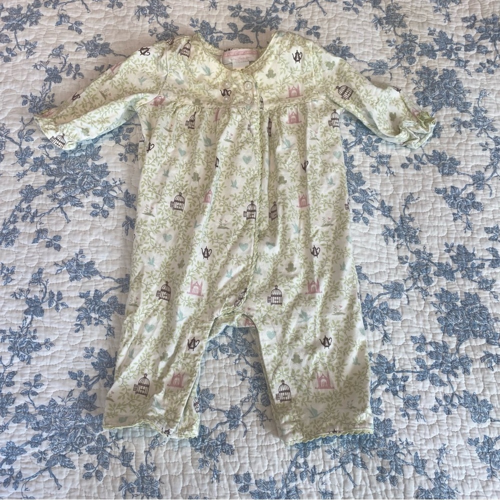 Vintage Janie and Jack Green Fairytale Sleeper Pajama Size 0-3 Months
